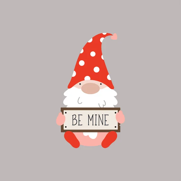 Valentine Gnome Tenant Une Table Concept Saint Valentin Illustration Vectorielle — Image vectorielle