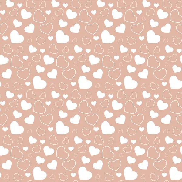 Seamless Pattern Hearts Beige Background Valentines Day Concept — Stock Vector