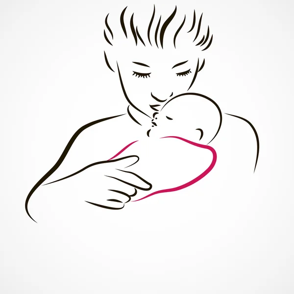 Μητέρα με ένα μωρό που κοιμάται — Διανυσματικό Αρχείο