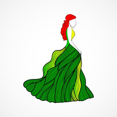 Vektör kız çiçek elbise