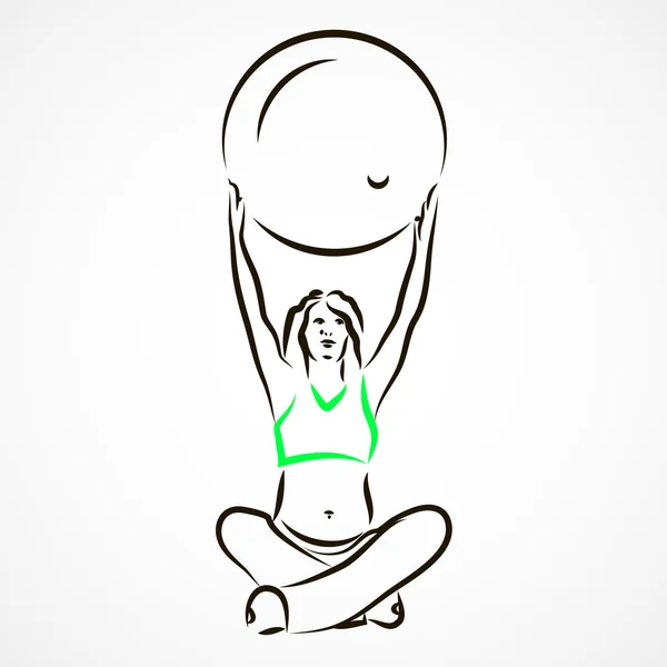 Yoga ile fitball — Stok Vektör