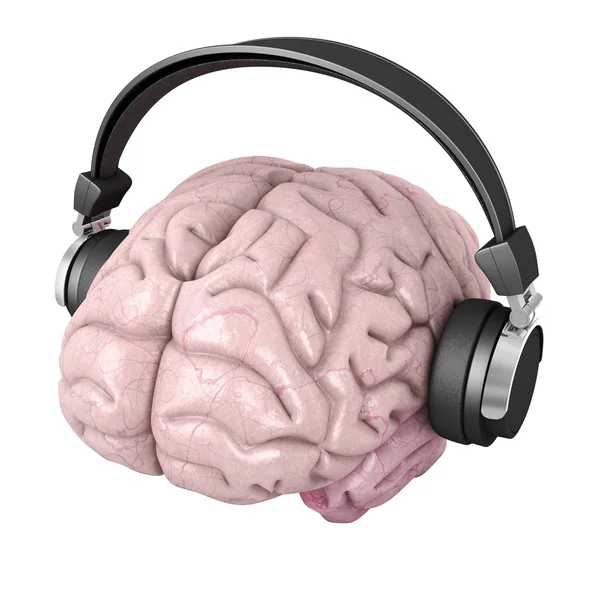 Human brain with headphones — Stock Photo, Image