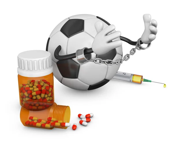 Ball in handcuffs with capsules — Stock Photo, Image