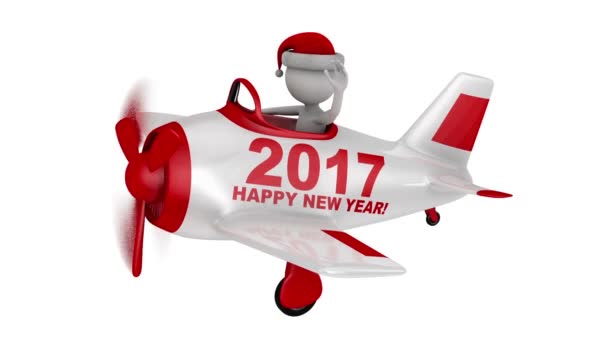 Santa  in  plane  Happy New Year 2017 — Stock Video