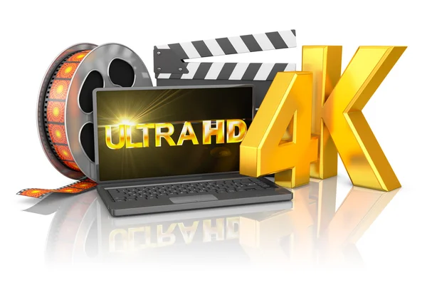 4k Laptop und Filmstreifen — Stockfoto