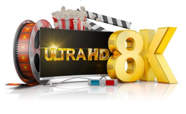 8 k Tv, patlamış mısır ve film