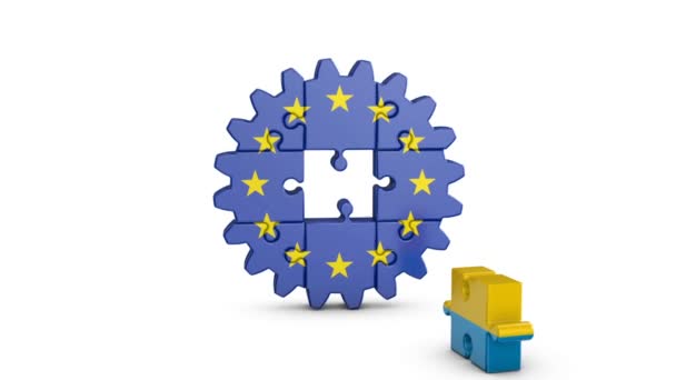 Puzzle  EU and  Ukrainian — Stock Video