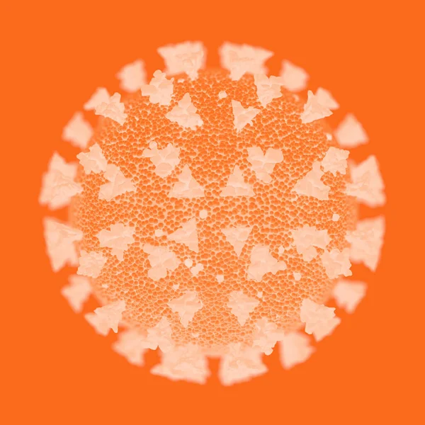 Primer Plano Del Virus Covid Color Naranja Renderizado —  Fotos de Stock