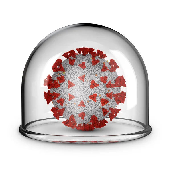 Coronavirus Glass Dome White Background Rendering —  Fotos de Stock