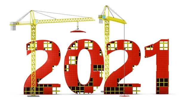 Két Toronydaru 2021 Volumetrikus Alakot Épít Renderelés Stock Kép