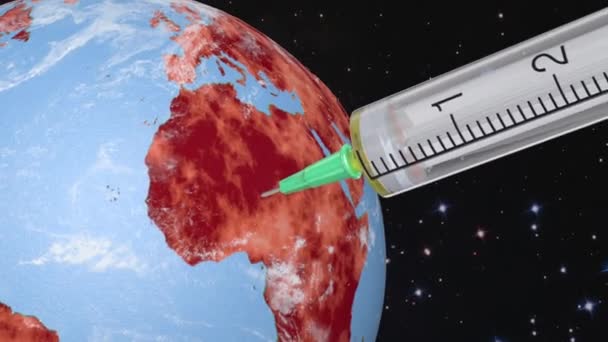 Syringe Injection Planet Earth Render Elements Image Furnished Nasa — Stock Video