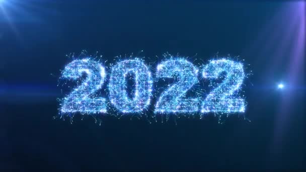 Number 2022 Made Moving Glowing Blue Particles Render — 图库视频影像