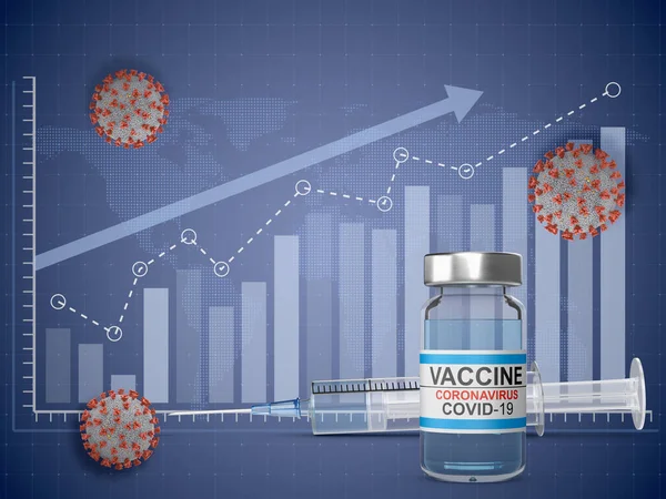 グラフィックの背景にシリンジ ワクチンおよびコロナウイルス 3Dレンダリング — ストック写真