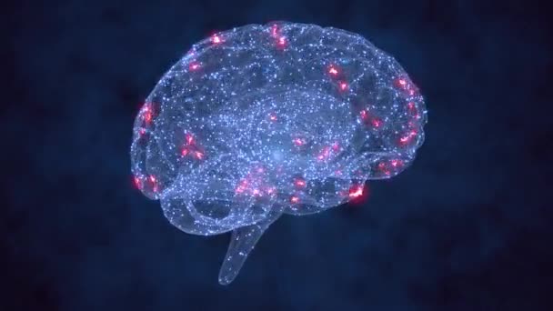 Animación Del Proceso Del Pensamiento Humano Volando Través Del Cerebro — Vídeo de stock