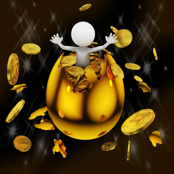 Человек в золотом яйце — стоковое фото
