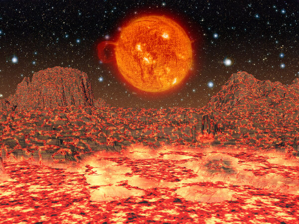 Molten planet.Moon.Elements of this image furnished by NASA.