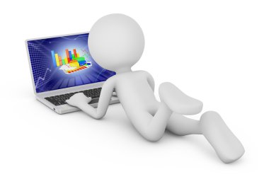 adam ve dizüstü bilgisayar