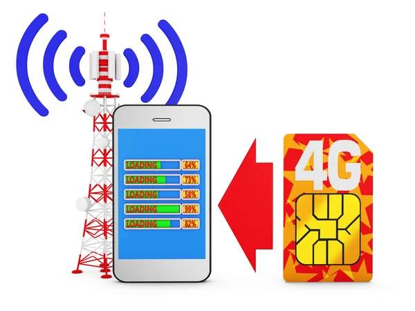 Смартфон и SIM-карта — стоковое фото