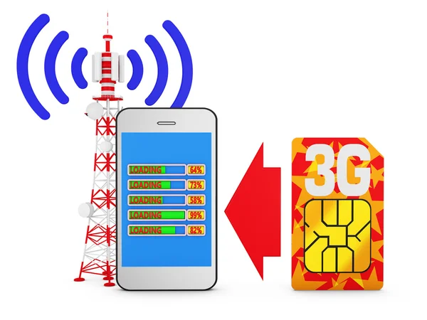 Смартфон и SIM-карта — стоковое фото