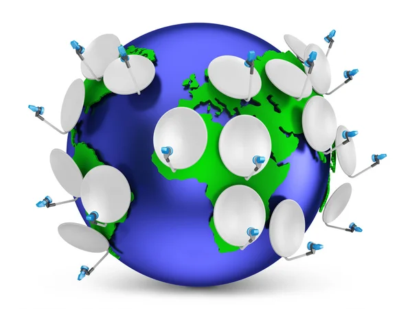 Zeměkoule s parabolických antén. Prvky tohoto obrazu, které — Stock fotografie