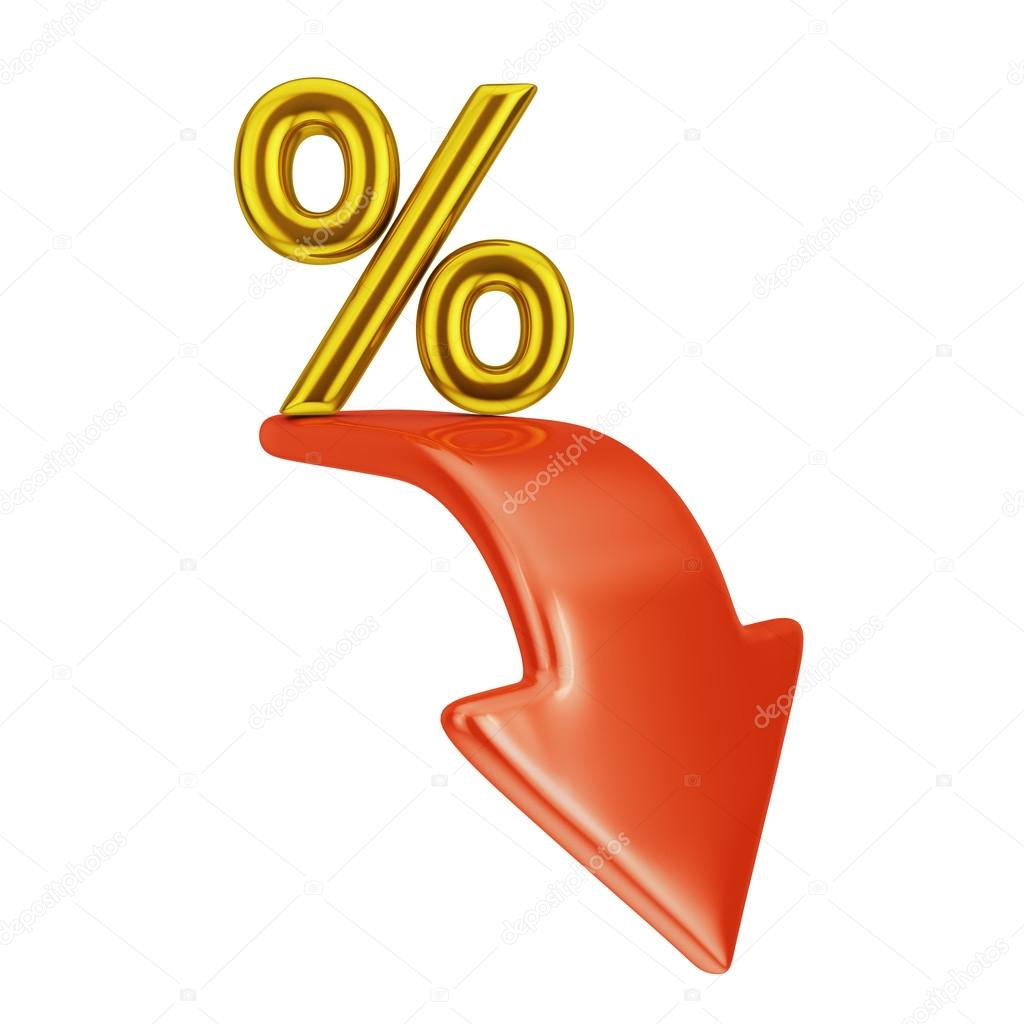 red arrow and percent