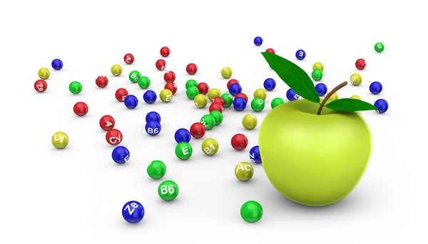 Apple and vitamins — Stock Photo, Image