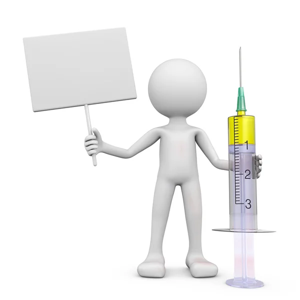 Man met een injectiespuit met geneeskunde — Stockfoto