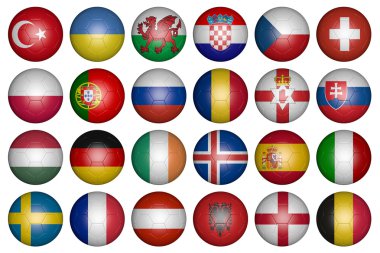 balls with flags of the countries of Europe clipart