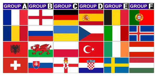 Vlaggen voetbal groepen — Stockvector