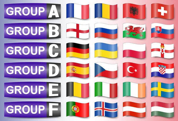 Drapeaux groupes de football — Image vectorielle