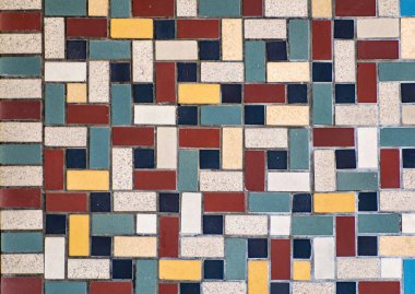 Renkli pastel seramik fayanslar ve ızgara karoları soyut arkaplan. dağınık desenli