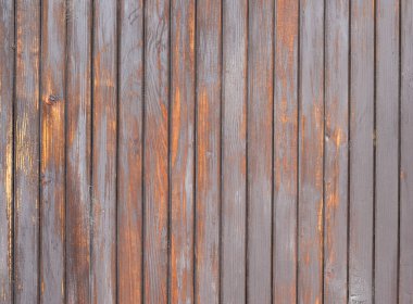 Ahşap yüzey, doku, dar kesimlerden dikey yönelimli. Orijinal ahşaptan aşınmış ve parlayan gri boya.