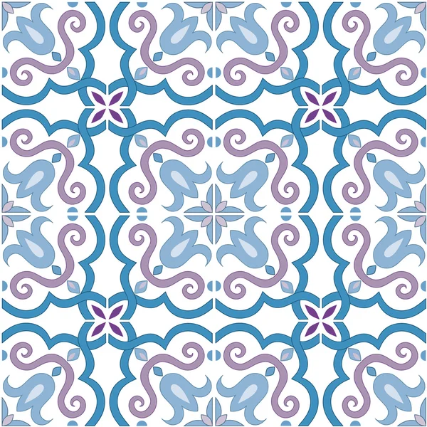 Schema senza soluzione di continuità. Piastrelle tradizionali portoghesi ornate e brasiliane azulejos. Illustrazione vettoriale . — Vettoriale Stock