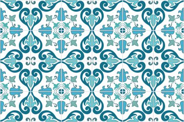 Geleneksel süslü Portekiz ve Brezilya fayans azulejos. Vektör çizim. 