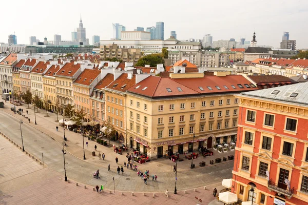 Widok na ulicę Krakowskim Przedmieściu w Warszawie, z góry — Zdjęcie stockowe