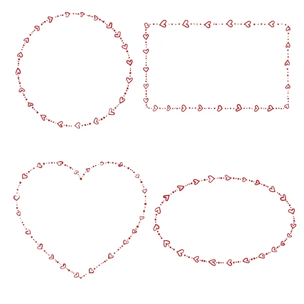 4 hjärtformade pärlor ramar — Stock vektor