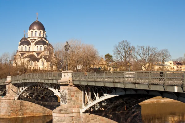 Panny Marie znak církve u Zverynas mostu ve Vilniusu, Lit — Stock fotografie