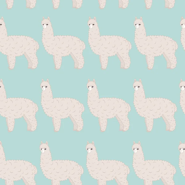 Cute furry alpaca vector seamless pattern — Stock Vector