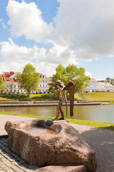 Statue of crying angel on the Isle of Tears in Minsk, Belarus