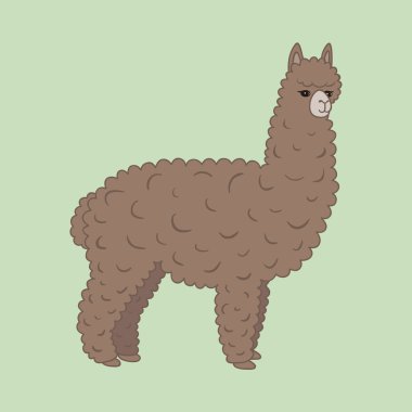 Cute furry brown alpaca. Vector illustration, eps10. clipart