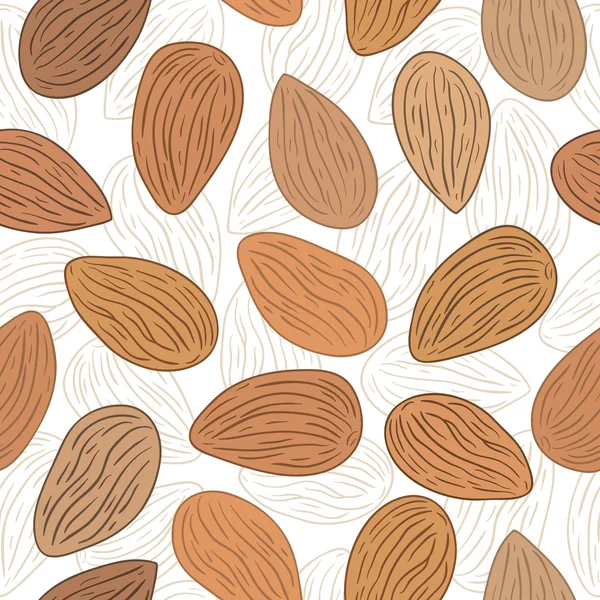 Almond nuts seamless pattern — Stock Vector