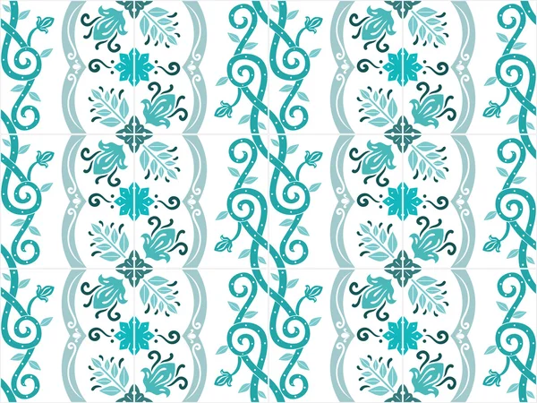 Traditionellt utsmyckade portugisiska och brasilianska kakel azulejos. Vektor illustration. — Stock vektor