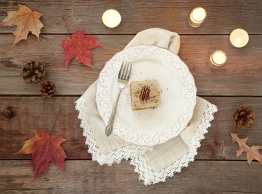 Tatil kabak pasta ekmek tatlı rustik ahşap üzerine