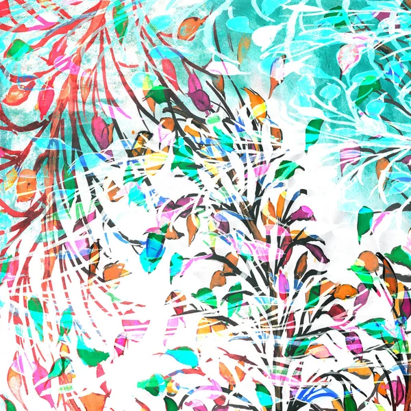 Λουλούδια Ακουαρέλα Έργο Τέχνης Φόντο Πολύχρωμο Χέρι Ζωγραφισμένα Εικονογράφηση Δημιουργικό — Φωτογραφία Αρχείου