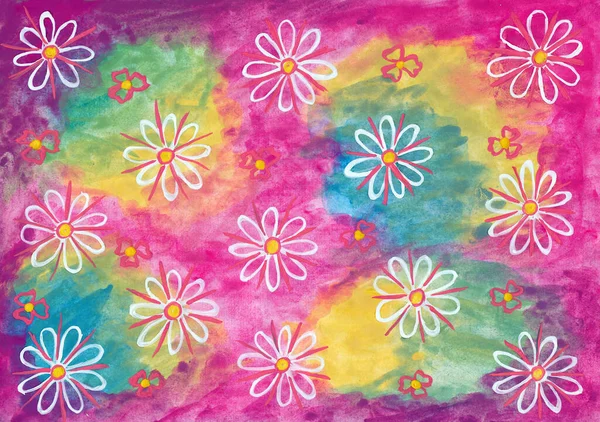 花卉水彩画为背景 彩色手绘插图 创意艺术品 图库图片