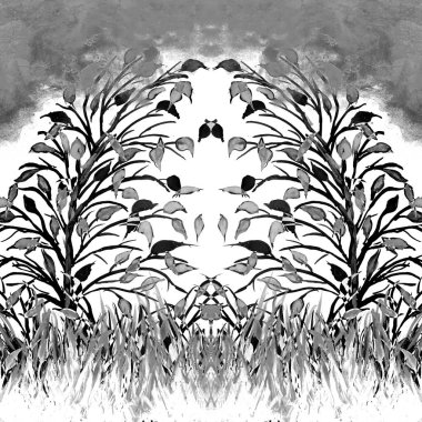 arkaplan olarak soyut yaprak, suluboya çizim