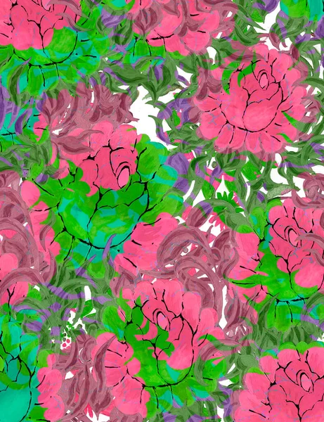 花卉水彩画为背景 彩色手绘插图 创意艺术品 — 图库照片