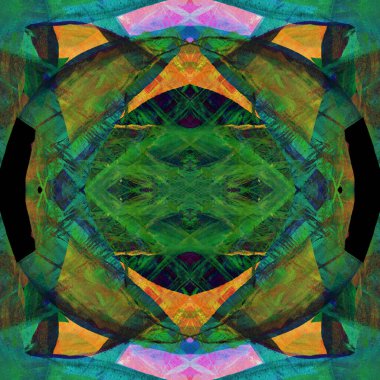 Eski tarzda soyut geometrik desen, el çizimi, kağıt üzerine suluboya..