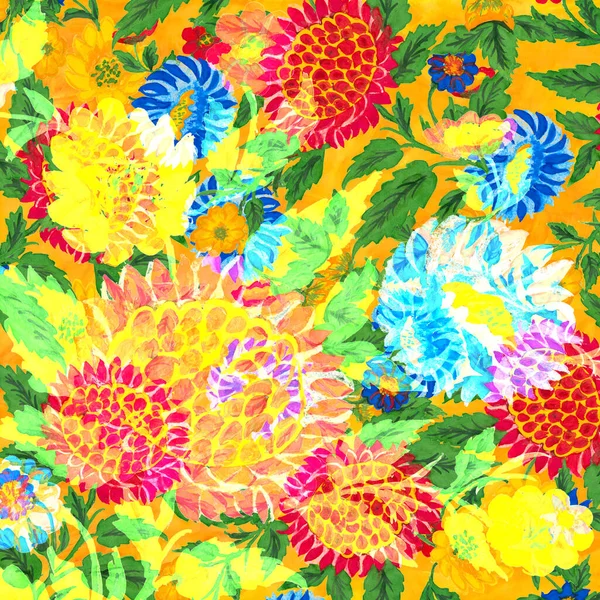 Λουλούδια Ακουαρέλα Έργο Τέχνης Φόντο Πολύχρωμο Χέρι Ζωγραφισμένα Εικονογράφηση Δημιουργικό — Φωτογραφία Αρχείου