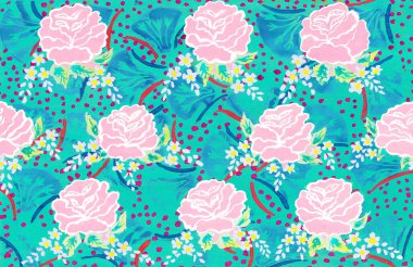 Güllerle çizilmiş şirin, pürüzsüz bir desen..